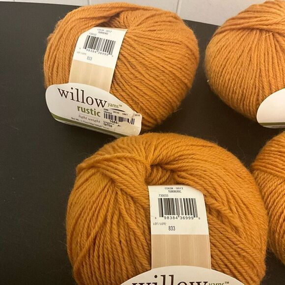 Brand New Lot of 4 Willow Yarns Rustic Lightweight Arts Crafts Turmeric Orange - Picture 2 of 5